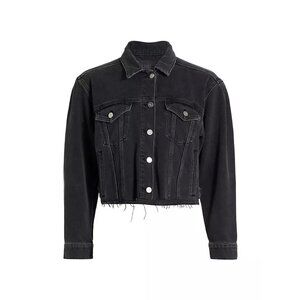 NWOT Paige Denim Blythe Puff Sleeve Jacket in Dark Onyx Size S